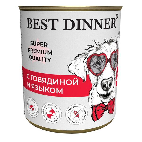 Корм для собак Best Dinner Говядина и язык Мясные деликатесы Говядина с языком