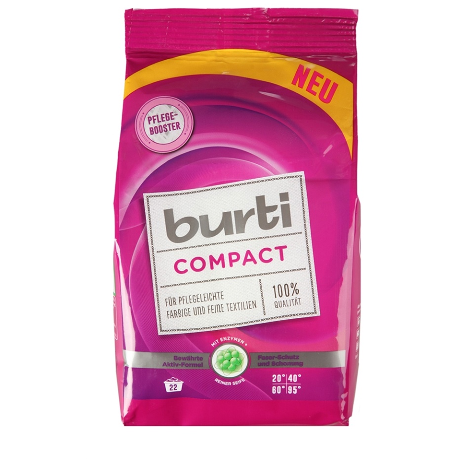

Порошок концентрированный Compact (Компакт) для стирки цветного и тонкого белья ТМ Burti (Бурти)