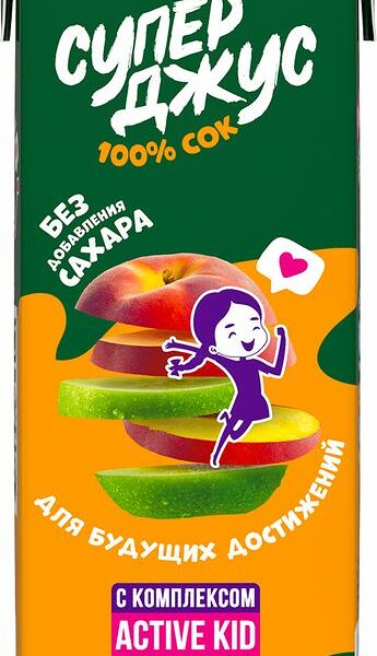 Сок Добрый Супер Джус Яблоко-персик 0.2л
