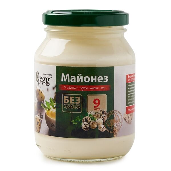 Майонез классический Qegg на перепелиных яйцах 50% без добавок и консервантов Ао Угличская птицефабрика 220г Россия