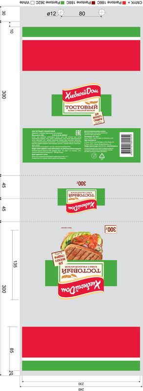 

Хлеб Хлебный Дом тостовый с ржаной мукой 300 г