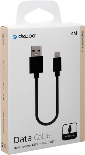 

Дата-кабель Deppa USB - micro USB чёрный, 2 м