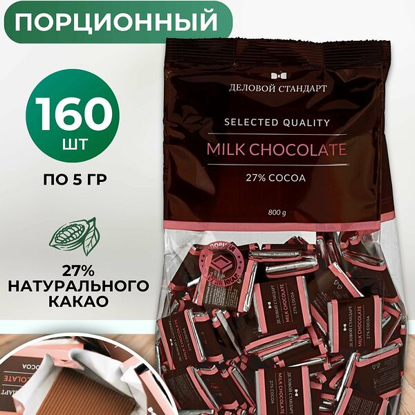 Шоколад порционный Деловой Стандарт молочный 29% (160 штук по 5 г)