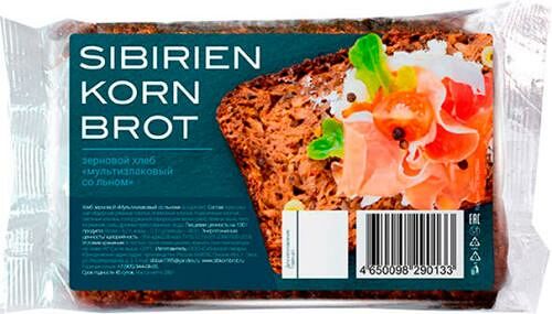 Хлеб Сибирский пекарь Зерновой мультизлаковый со льном, 280 г