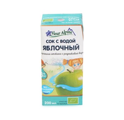 Сок детский Fleur Alpine яблочный с родниковой водой с 8 месяцев 200 мл