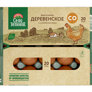 Яйцо куриное Село Зелёное Деревенское С0, 20 шт