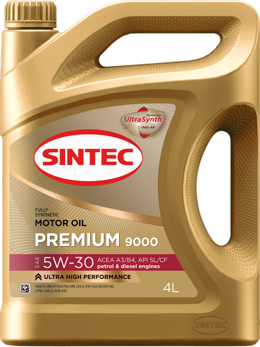 

Масло моторное SINTEC Premium 9000 5W–30 A3/B4, 4л