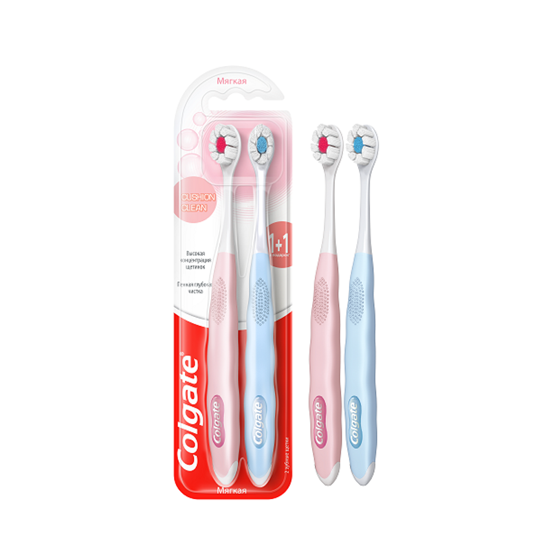

Зубная щетка Colgate Cushion Clean Мягкая 2 шт. цвет в ассортименте