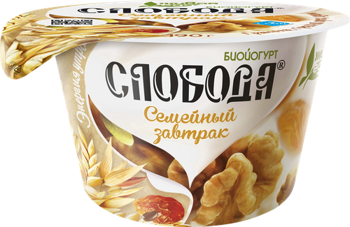 

Биойогурт Слобода с гранолой, орехами и изюмом 5% 190 г