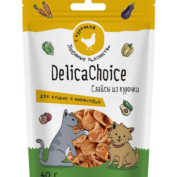 Лакомство для кошек и мини собак DelicaChoice Слайсы из курицы 40 г