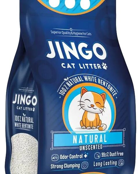 Комкующийся наполнитель Jingo Natural для кошачьего туалета, натуральный 5л