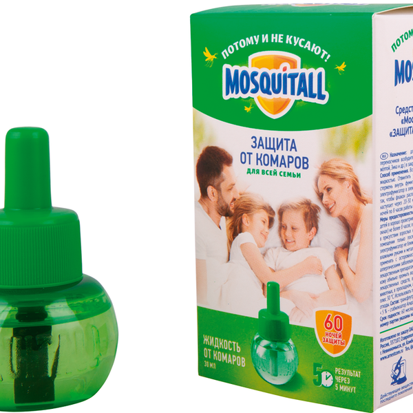 Жидкость от комаров Mosquitall Защита для взрослых Для дома и дачи 60 ночей