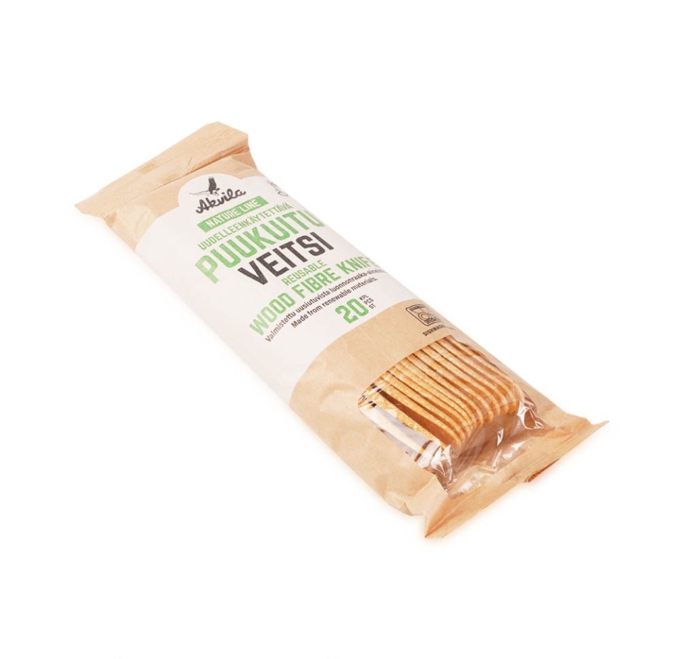 

Ножи многоразовые Akvila из древесного биокомпозита изготовленные из перерабатываемого материала 20 шт Финляндия