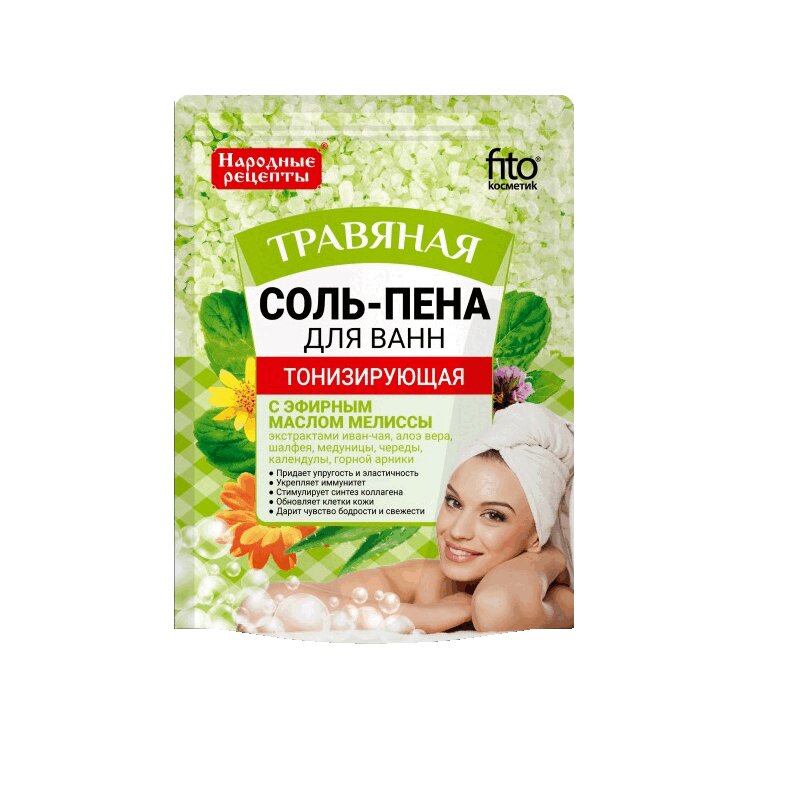 

Соль-пена для ванн Fito косметик Народные рецепты тонизирующая травяная 200 г