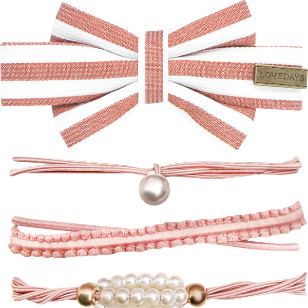 Набор для волос B&H зажим бант, 3 резинки, розовый, Арт. W0161