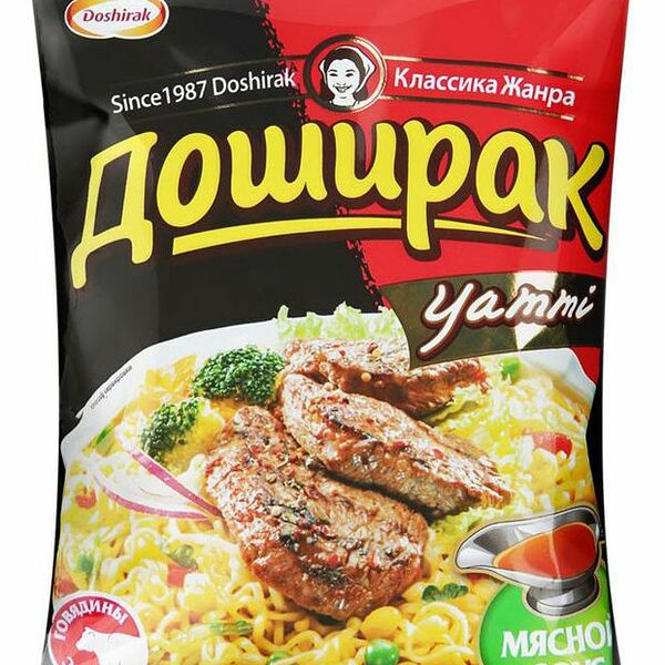 Лапша быстрого приготовления Доширак Yammi со вкусом говядины + мясной соус, 80 г