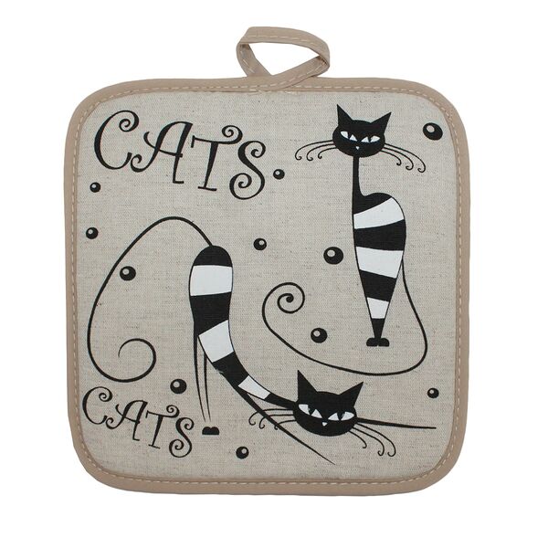 Прихватка Коты полосатые, 18х18 см, хлопок/лен