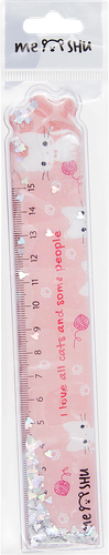 Линейка Meshu White kitty пластиковая с блестками цвет в ассортименте 15см, 1шт