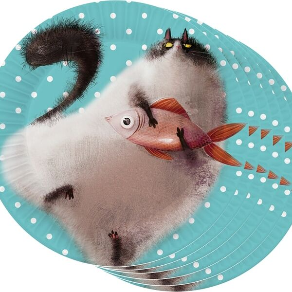 Тарелки бумажные ND Play Кот и рыбка 23см*6шт