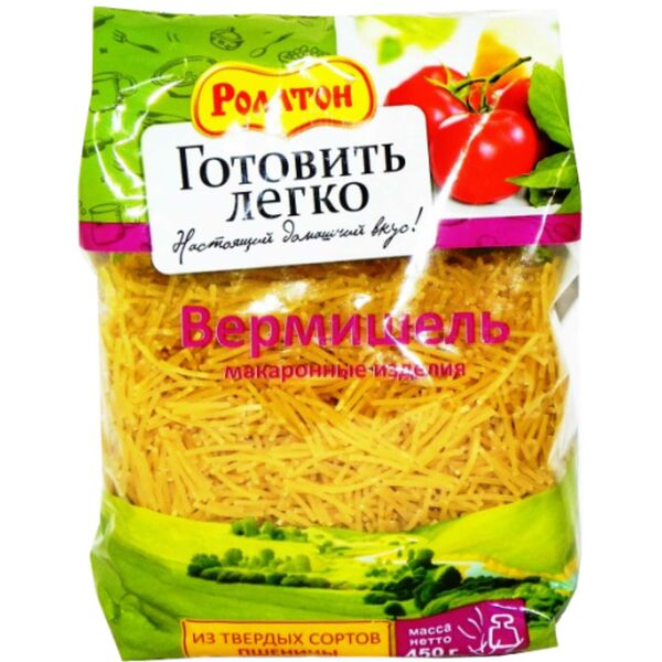 Макаронные изделия Вермишель ТМ Роллтон Готовить легко гр А 400г