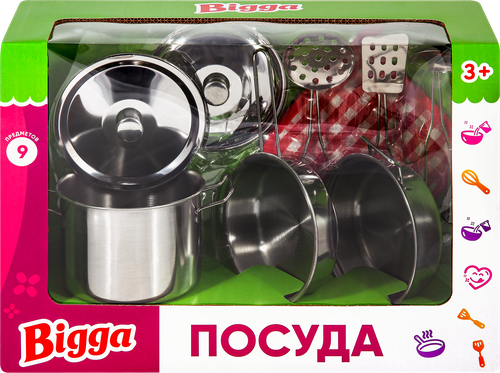 

Игровой набор BIGGA Посуда, 9 предметов, Арт. LK924067