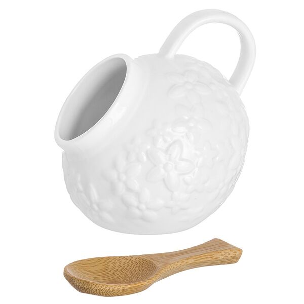 Банка для соли Elan Gallery Цветочки с деревянной ложкой 180 мл фарфор