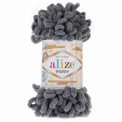 Пряжа Alize 'Puffy' 100г 9м (100% микрополиэстер)(87 темно-серый)