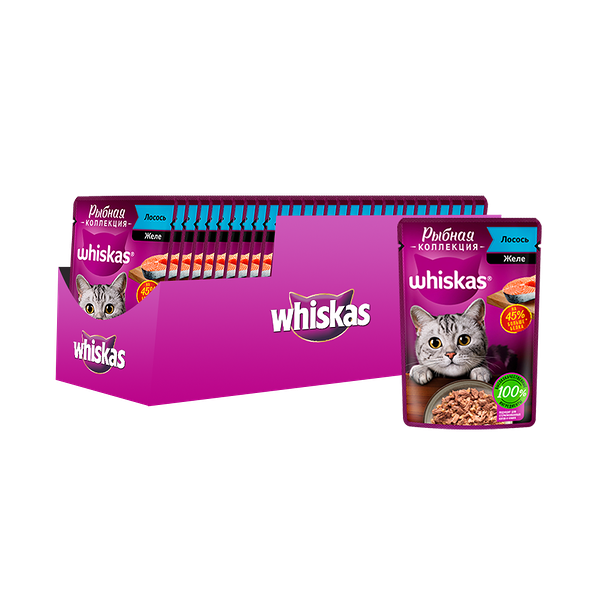 Корм для кошек WHISKAS Fish лосось пауч 75г (упаковка - 28 шт)