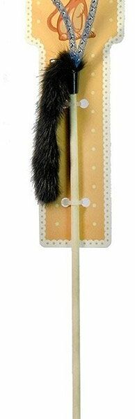 Игрушка для кошек Удочка-дразнилка с помпоном и хвостиком из норки ТМ HomeCat (Хомекэт)