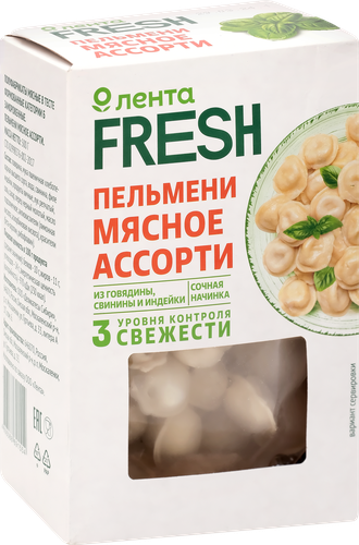

Пельмени Лента Fresh Мясное ассорти 500 г