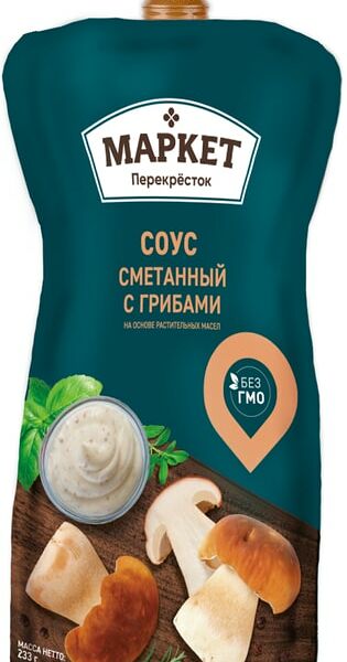 Соус Маркет Перекресток на основе растительных масел Сметанный с грибами 42% 242мл