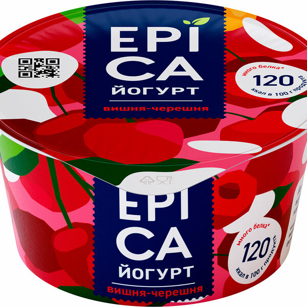 Йогурт Epica натуральный вишня черешня 4.8%