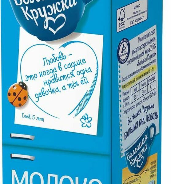 Молоко Большая Кружка ультрапастеризованное, 2.5%
