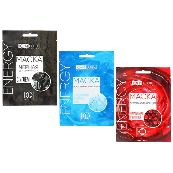 Юниlook маска тканевая для лица энерджи, 23 мл, 3 вида