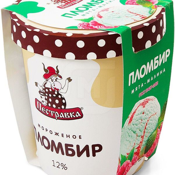 Мороженое Пестравка пломбир мята и малина