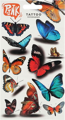 Наклейки-тату переводные P.INK Бабочки, 11x20см, Арт. ПИНК-40, ПИНК-145, ПИНК-284