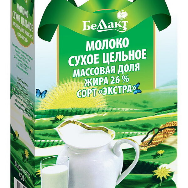 Молоко сухое 26% цельное сорт экстра 400г Беллакт