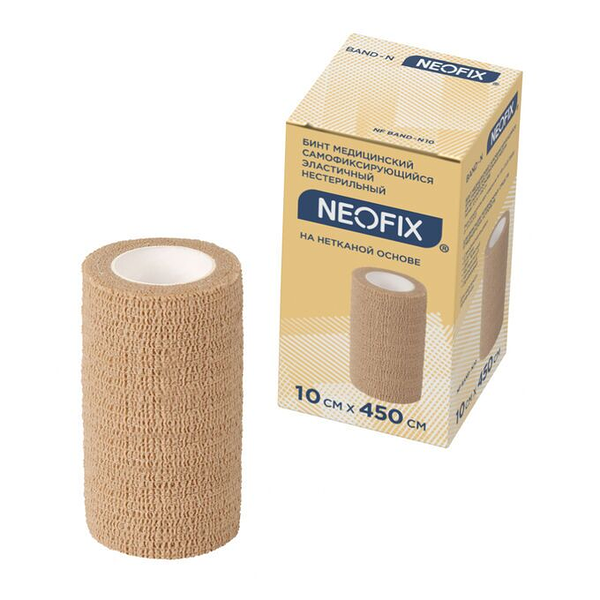 Бинт медицинский Neofix самофиксирующийся эластичный нестерильный на нетканой основе 10 см х 450 см