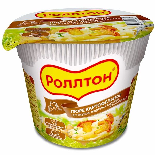 Пюре Роллтон картофельное с жареными лисичками, 40г