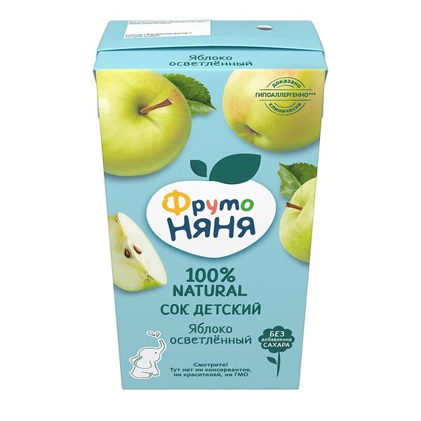 Сок ФрутоНяня Яблоко осветленный без сахара с 3 лет 500 мл