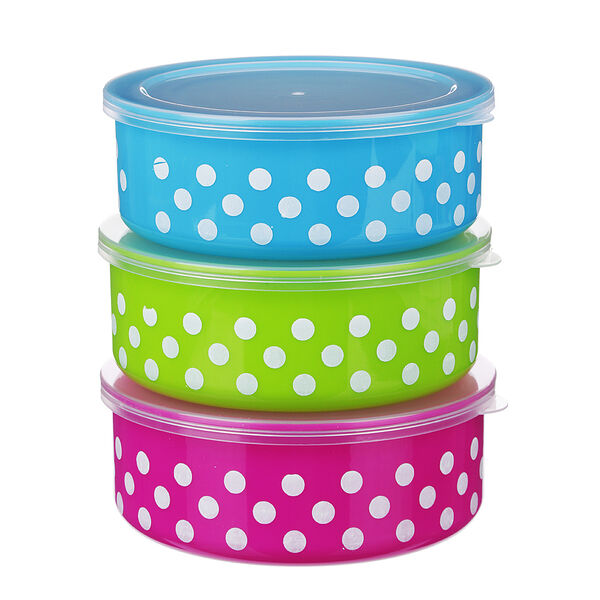 Набор контейнеров 3шт (10x4см + 13x5см +14,5x5,5см), полипропилен, 3 цвета