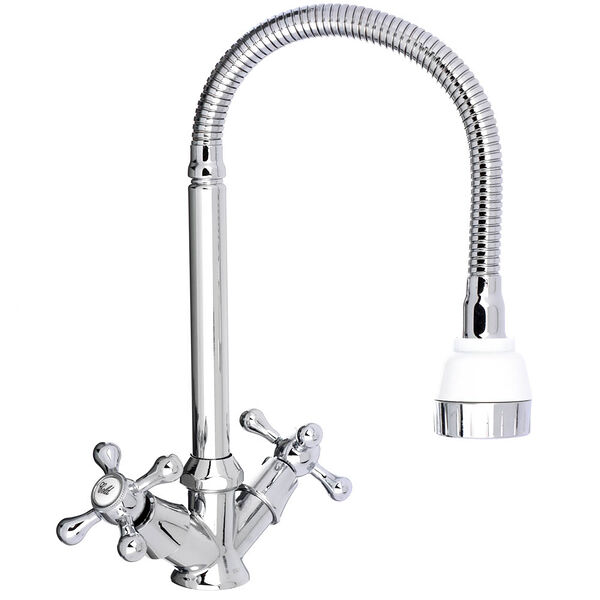 Союзкран смеситель для кухни, гибкий излив, кер. кран-буксы 1/2, хром, цинк, sk01-f204