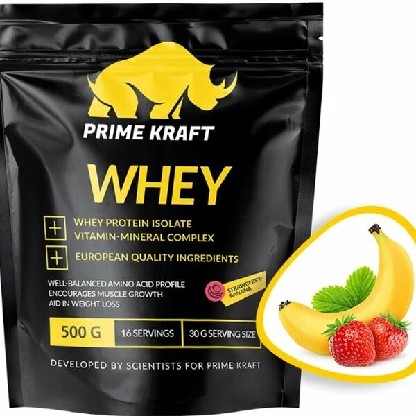 Протеин сывороточный Prime Kraft Whey Protein 500 г Клубника-Банан