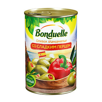 Оливки без косточки Bonduelle, со сладким перцем, 300 г