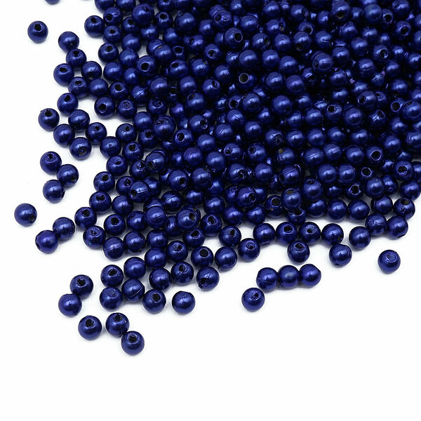 MH.КР.04 Бусины пластиковые, 'жемчуг', цветные, круглые, 4мм, 25гр, Astra&Craft(MH.КР.04.A33.02 синий)