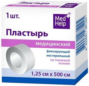 Пластырь Med Help 1.25 см х 500 см тканевая основа
