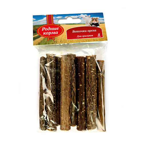 РОДНЫЕ КОРМА для грызунов Веточки ореха 8шт х 10см 45г