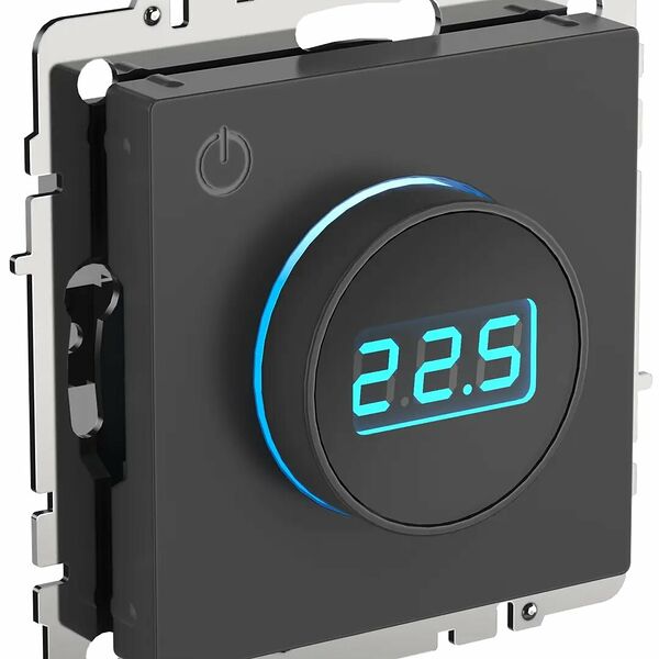 Термостат IEK BRITE ТС10-1-БрГ, электронный, скрытый монтаж, графитовый