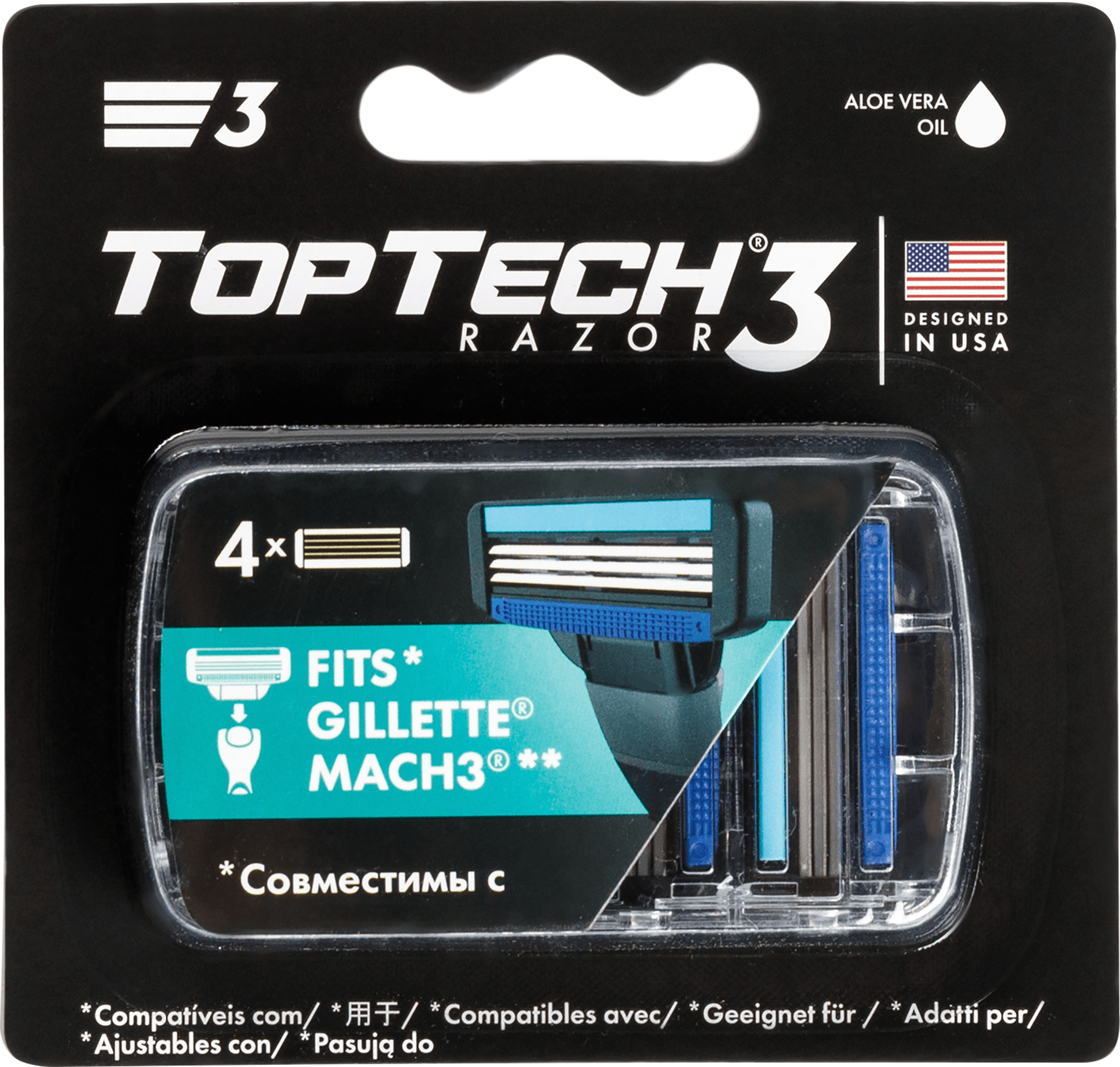 

Кассеты Toptech razor 3 сменные для бритья 4 шт.