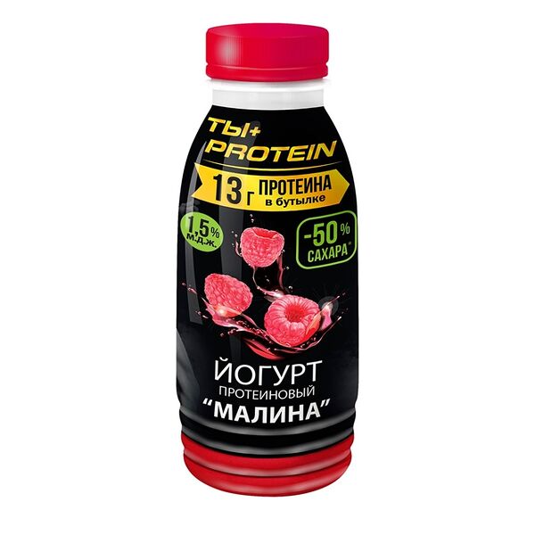 Йогурт Ростагроэкспорт обогащённый молочным белком «Малина» 1.5 % 290 г, Россия, БЗМЖ
